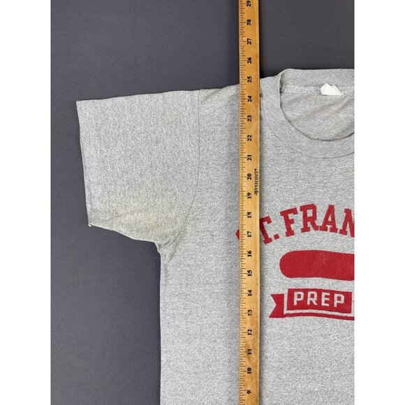 Rare Vintage 80s 90s St. Francis Prep Single Stitch Gray Shirt Sports School - Picture 5 of 5
